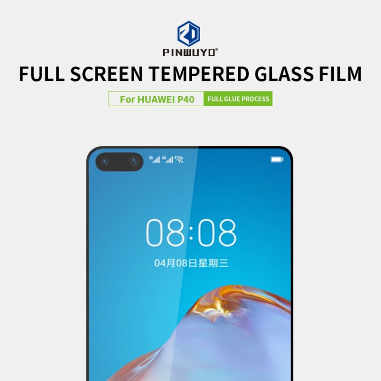For Huawei P40 PINWUYO 9H 2.5D Full Screen Tempered Glass Film(Black) - Huawei Tempered Glass by PINWUYO | Online Shopping South Africa | PMC TechLife | Buy Now Pay Later Mobicred
