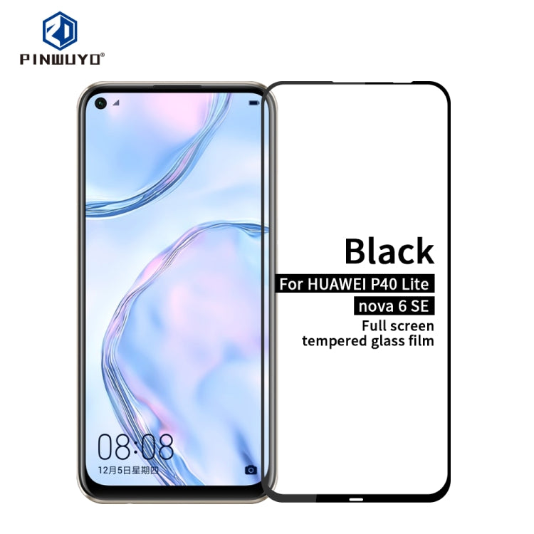 For Huawei P40 Lite / nova 6 SE PINWUYO 9H 2.5D Full Screen Tempered Glass Film(Black) - Huawei Tempered Glass by PINWUYO | Online Shopping South Africa | PMC TechLife | Buy Now Pay Later Mobicred