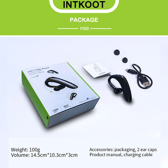 F900 Mini Earhook 180�� Freely Rotating Wireless Bluetooth 5.0 Earphone Car Handsfree Call Headphone(Black Gray)