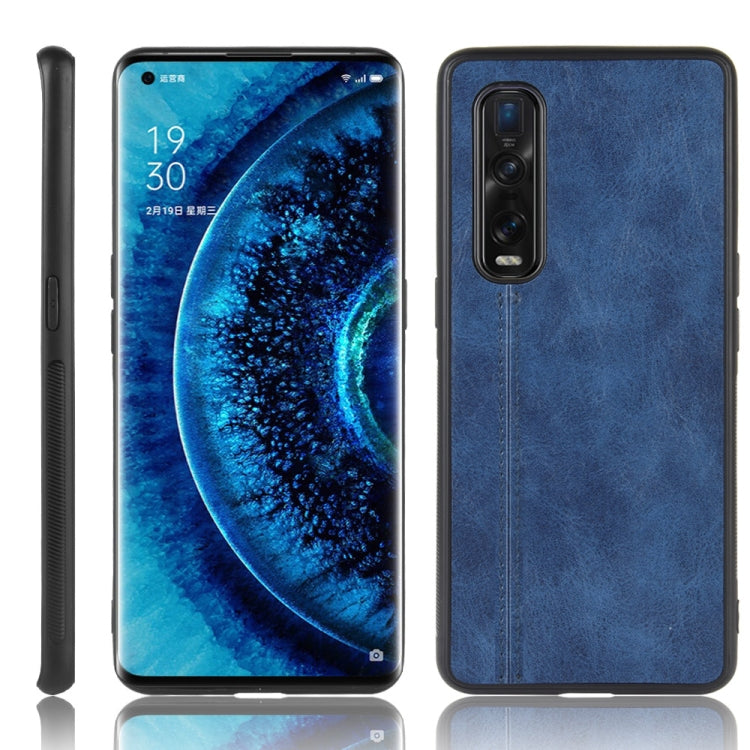 For Oppo Find X2 Pro Regular Version  Shockproof Sewing Cow Pattern Skin PC + PU + TPU Case(Blue) - OPPO Cases by PMC TechLife | Online Shopping South Africa | PMC TechLife | Buy Now Pay Later Mobicred