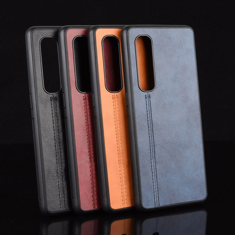 For Oppo Find X2 Pro Regular Version  Shockproof Sewing Cow Pattern Skin PC + PU + TPU Case(Blue) - OPPO Cases by PMC TechLife | Online Shopping South Africa | PMC TechLife | Buy Now Pay Later Mobicred