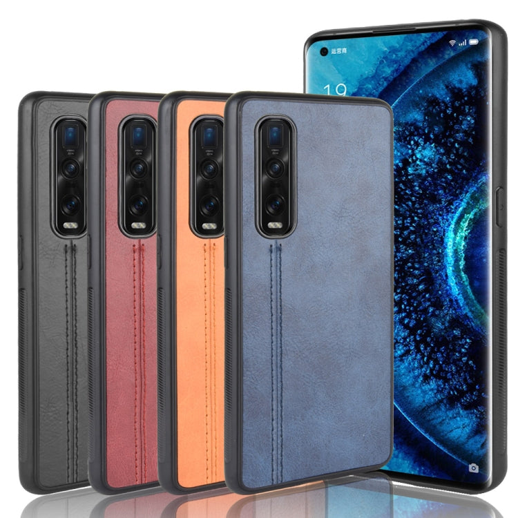 For Oppo Find X2 Pro Regular Version  Shockproof Sewing Cow Pattern Skin PC + PU + TPU Case(Blue) - OPPO Cases by PMC TechLife | Online Shopping South Africa | PMC TechLife | Buy Now Pay Later Mobicred