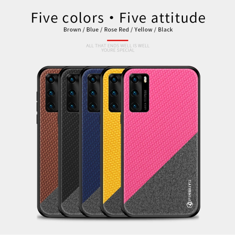 For Huawei P40 PINWUYO Rong Series  Shockproof PC + TPU+ Chemical Fiber Cloth Protective Cover(Yellow) - free shipping - PMC TechLife - Order now!