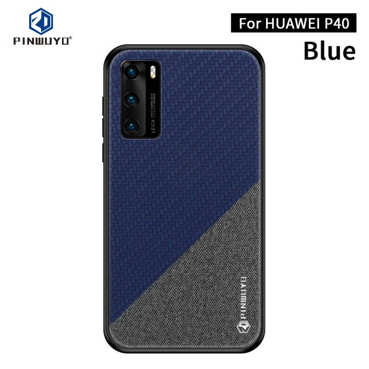 For Huawei P40 PINWUYO Rong Series  Shockproof PC + TPU+ Chemical Fiber Cloth Protective Cover(Blue) - free shipping - PMC TechLife - Order now!
