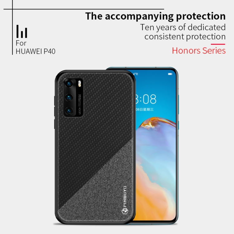 For Huawei P40 PINWUYO Rong Series  Shockproof PC + TPU+ Chemical Fiber Cloth Protective Cover(Blue) - free shipping - PMC TechLife - Order now!