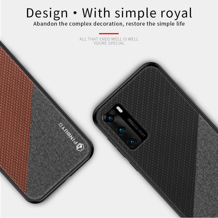 For Huawei P40 PINWUYO Rong Series  Shockproof PC + TPU+ Chemical Fiber Cloth Protective Cover(Blue) - free shipping - PMC TechLife - Order now!
