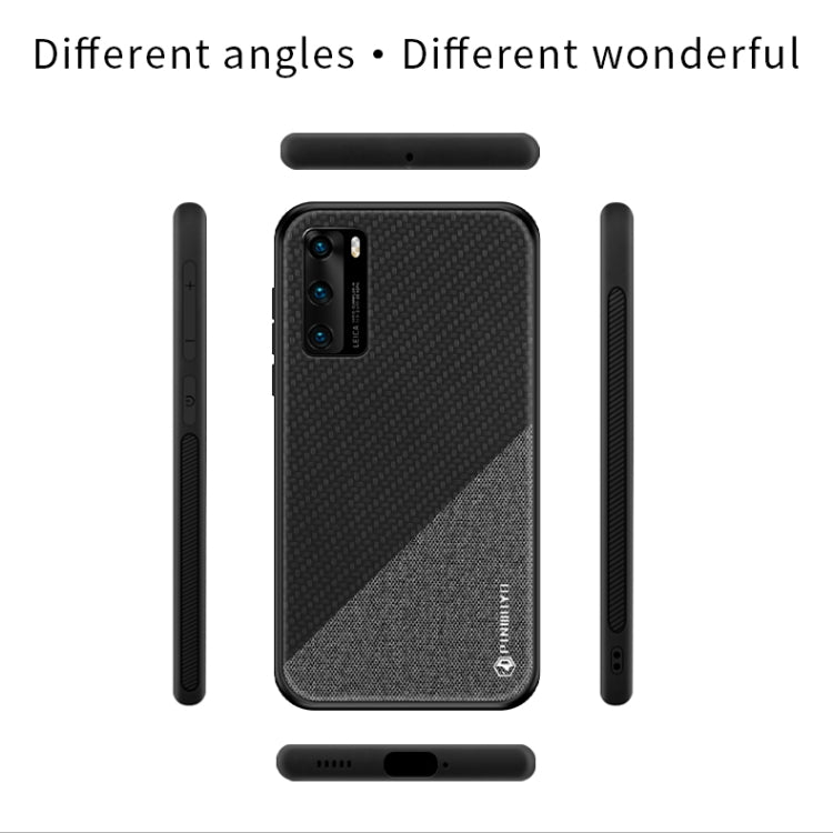For Huawei P40 PINWUYO Rong Series  Shockproof PC + TPU+ Chemical Fiber Cloth Protective Cover(Blue) - free shipping - PMC TechLife - Order now!