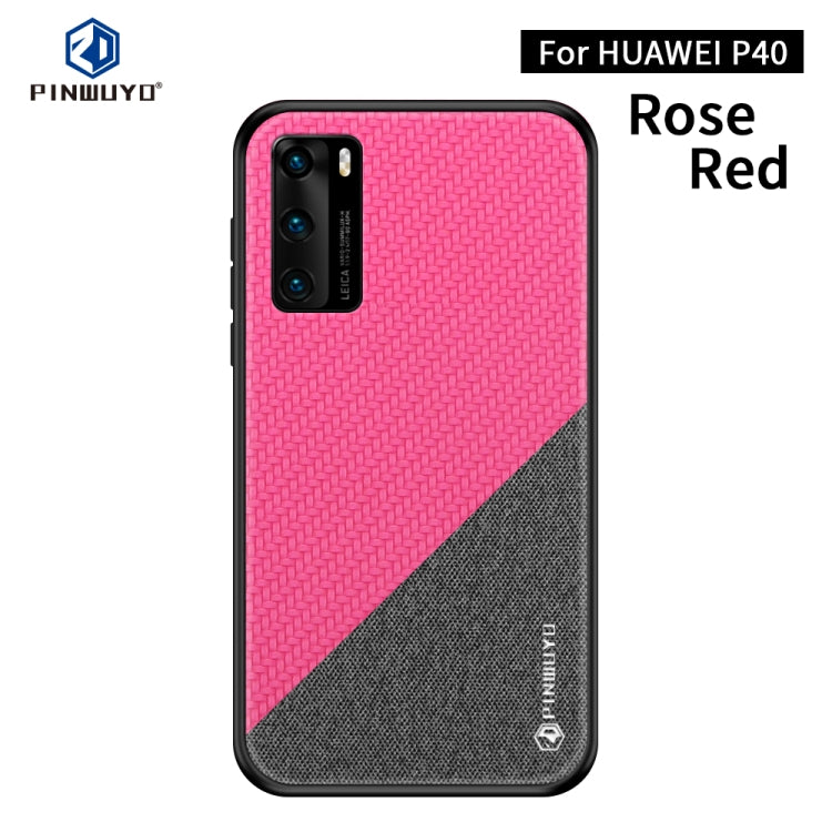 For Huawei P40 PINWUYO Rong Series  Shockproof PC + TPU+ Chemical Fiber Cloth Protective Cover(Red) - Huawei Cases by PINWUYO | Online Shopping South Africa | PMC TechLife | Buy Now Pay Later Mobicred