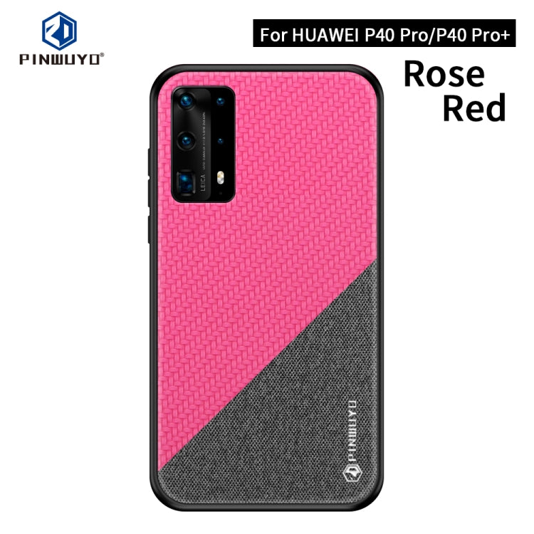 For Huawei P40 pro / P40pro+ PINWUYO Rong Series  Shockproof PC + TPU+ Chemical Fiber Cloth Protective Cover(Red) - Huawei Cases by PINWUYO | Online Shopping South Africa | PMC TechLife | Buy Now Pay Later Mobicred