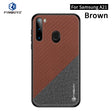 For Galaxy A21 PINWUYO Rong Series  Shockproof PC + TPU+ Chemical Fiber Cloth Protective Cover(Brown) - Galaxy Phone Cases by PINWUYO | Online Shopping South Africa | PMC TechLife | Buy Now Pay Later Mobicred