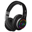 VJ033 Multi-function Upgrade Bluetooth 5.0 Headset Stereo Wireless LED Microphone FM Radio Headset(Black) - Headset & Headphone by PMC TechLife | Online Shopping South Africa | PMC TechLife