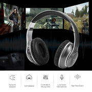 VJ033 Multi-function Upgrade Bluetooth 5.0 Headset Stereo Wireless LED Microphone FM Radio Headset(Black)