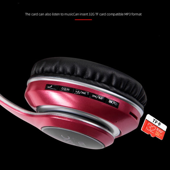VJ033 Multi-function Upgrade Bluetooth 5.0 Headset Stereo Wireless LED Microphone FM Radio Headset(Black)