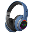 VJ033 Multi-function Upgrade Bluetooth 5.0 Headset Stereo Wireless LED Microphone FM Radio Headset(Blue) - Headset & Headphone by PMC TechLife | Online Shopping South Africa | PMC TechLife