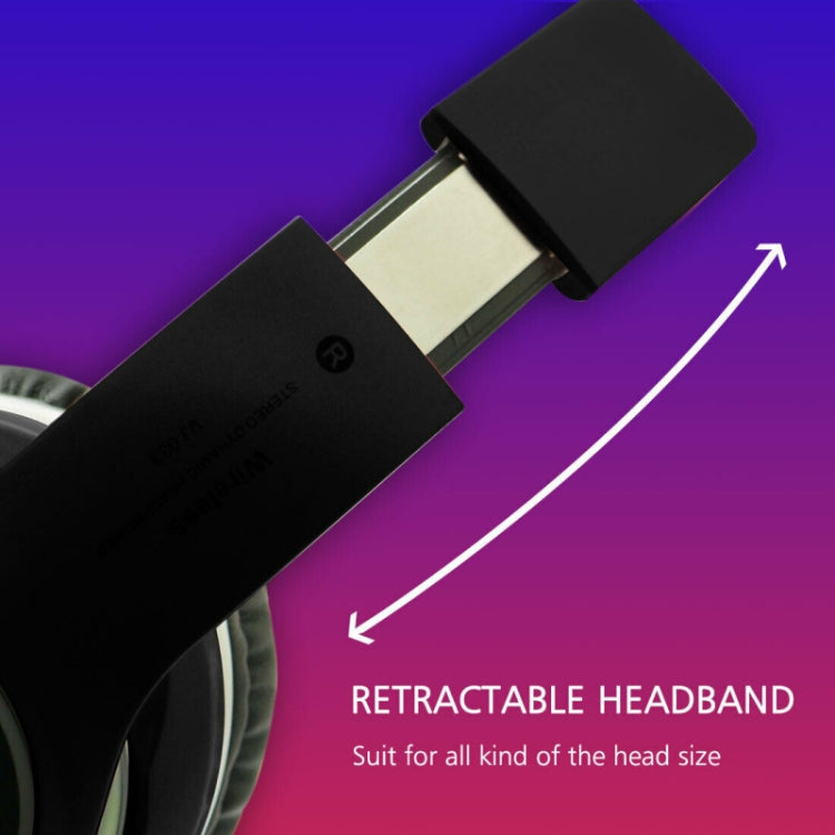 VJ033 Multi-function Upgrade Bluetooth 5.0 Headset Stereo Wireless LED Microphone FM Radio Headset(Gray)