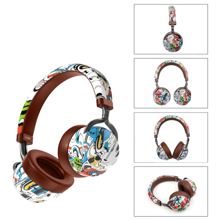 VJ086 Graffiti Headset Wireless Sports Bluetooth Headset Water Transfer Color Print Headset, Support TF, FM(Dazzle Colour) - Headset & Headphone by PMC TechLife | Online Shopping South Africa | PMC TechLife