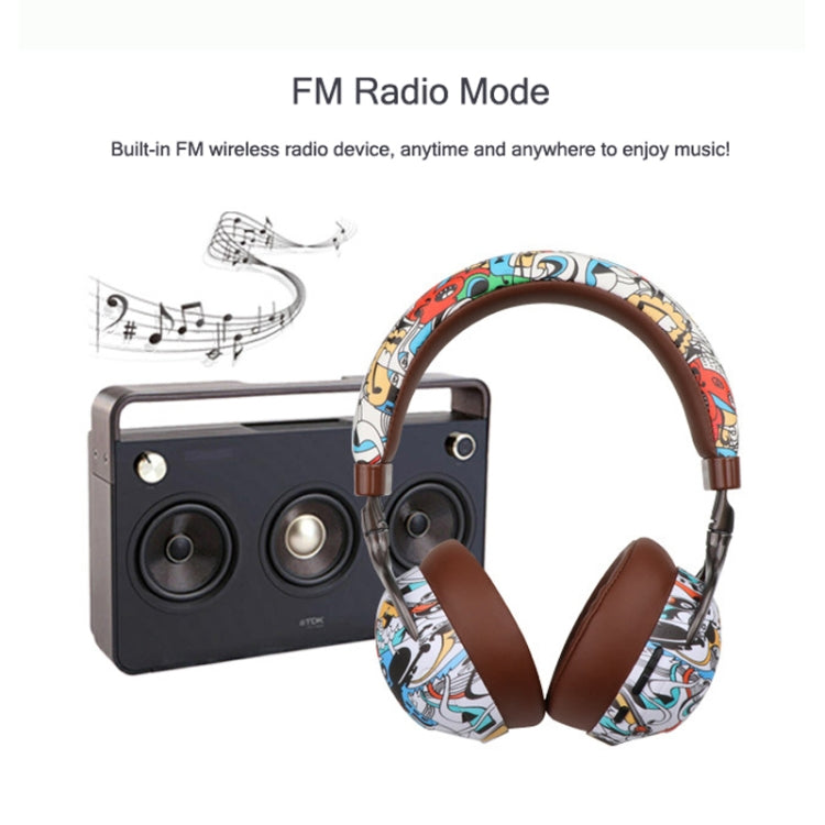 VJ086 Graffiti Headset Wireless Sports Bluetooth Headset Water Transfer Color Print Headset, Support TF, FM(Dazzle Colour) - Headset & Headphone by PMC TechLife | Online Shopping South Africa | PMC TechLife