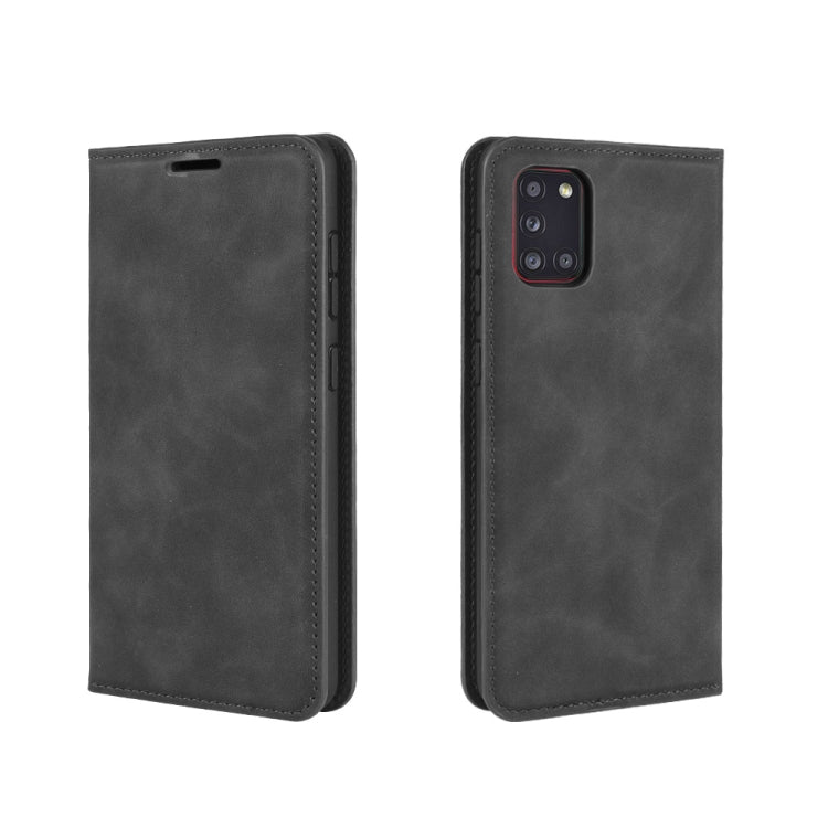 For Galaxy A31 Retro-skin Business Magnetic Suction Leather Case with Holder & Card Slots & Wallet(Black) - free shipping - PMC TechLife - Order now!