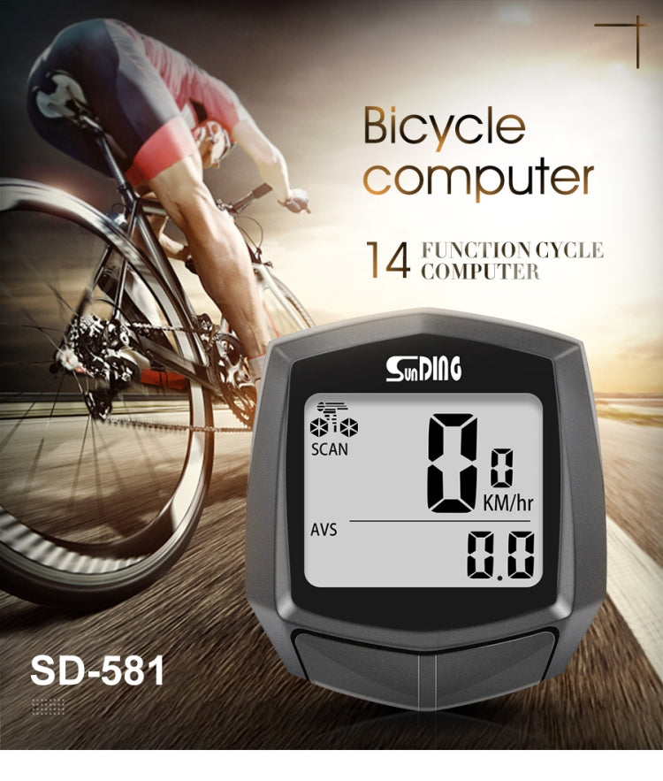 SUNDING SD-581A Bike Wired Computer Speedometer Odometer Cycling Bicycle Waterproof Measurable Temperature Stopwatch - Speedometers by SUNDING | Online Shopping South Africa | PMC Jewellery | Buy Now Pay Later Mobicred
