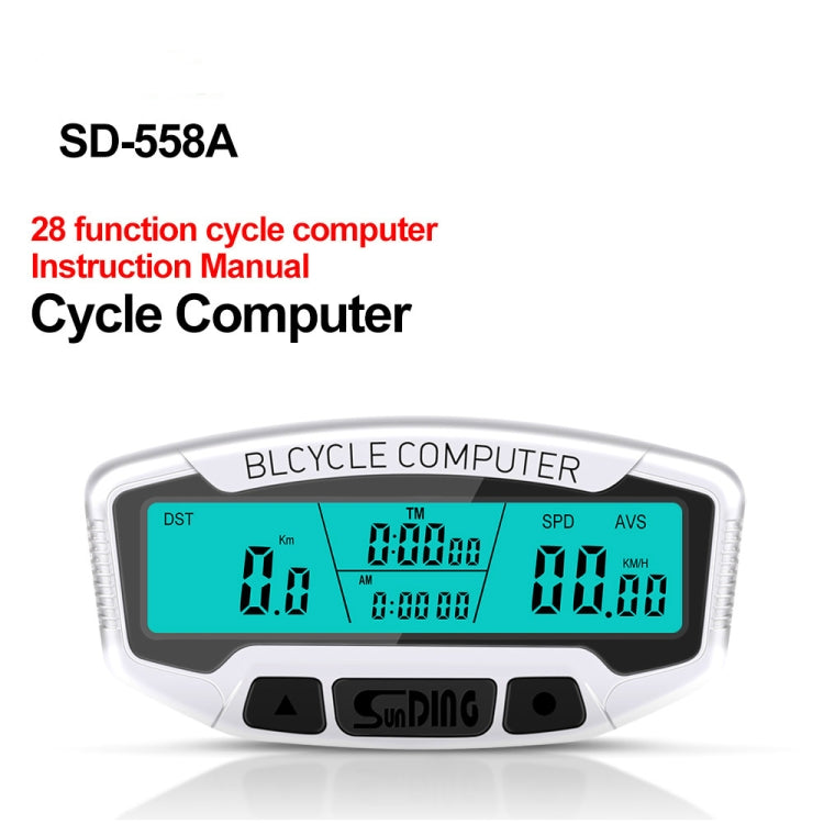 SUNDING SD-558A Bicycle Computer Wired Stopwatch Bicycle Speedometer Digital Odometer Rainproof LCD Backlight Stopwatch - free shipping - PMC Jewellery - Order now!