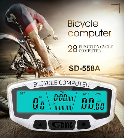 SUNDING SD-558A Bicycle Computer Wired Stopwatch Bicycle Speedometer Digital Odometer Rainproof LCD Backlight Stopwatch - free shipping - PMC Jewellery - Order now!