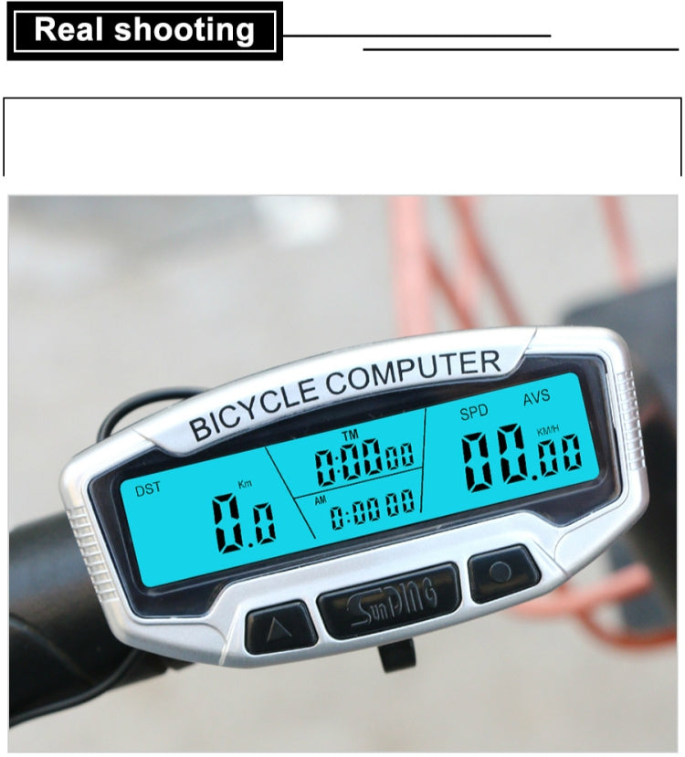 SUNDING SD-558A Bicycle Computer Wired Stopwatch Bicycle Speedometer Digital Odometer Rainproof LCD Backlight Stopwatch - free shipping - PMC Jewellery - Order now!