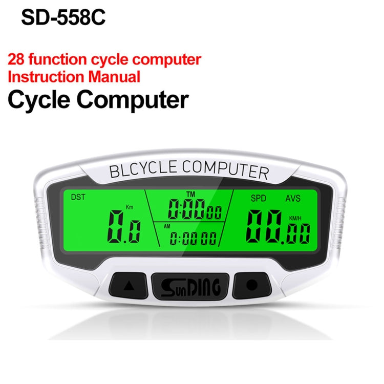 SUNDING SD-558C Bicycle Computer Wireless Digital LCD Backlight Road Speedometer Stopwatch Speedometer - Speedometers by SUNDING | Online Shopping South Africa | PMC Jewellery | Buy Now Pay Later Mobicred