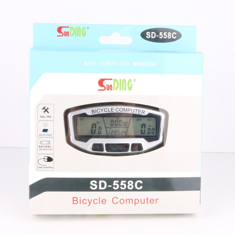 SUNDING SD-558C Bicycle Computer Wireless Digital LCD Backlight Road Speedometer Stopwatch Speedometer - Speedometers by SUNDING | Online Shopping South Africa | PMC Jewellery | Buy Now Pay Later Mobicred