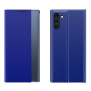 For Galaxy Note 10 Plus Plain Texture Cloth Attraction Flip Holder Leather Phone Case(Blue)