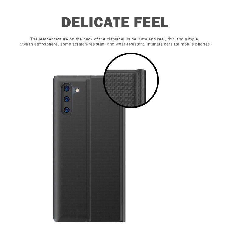 For Galaxy Note 10 Plus Plain Texture Cloth Attraction Flip Holder Leather Phone Case(Blue)