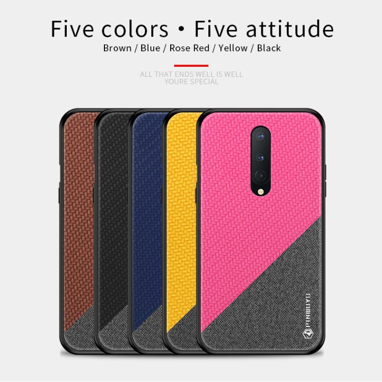 For Oneplus 8 PINWUYO Rong Series  Shockproof PC + TPU+ Chemical Fiber Cloth Protective Cover(Yellow) - OnePlus Cases by PINWUYO | Online Shopping South Africa | PMC TechLife | Buy Now Pay Later Mobicred