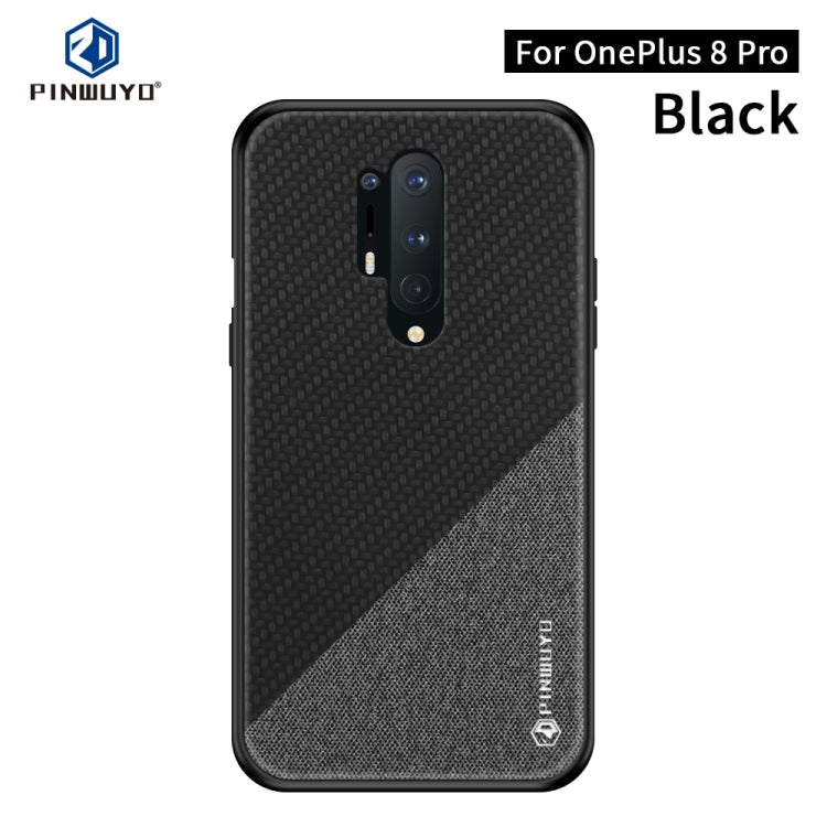 For Oneplus 8 Pro PINWUYO Rong Series  Shockproof PC + TPU+ Chemical Fiber Cloth Protective Cover(Black) - OnePlus Cases by PINWUYO | Online Shopping South Africa | PMC TechLife | Buy Now Pay Later Mobicred