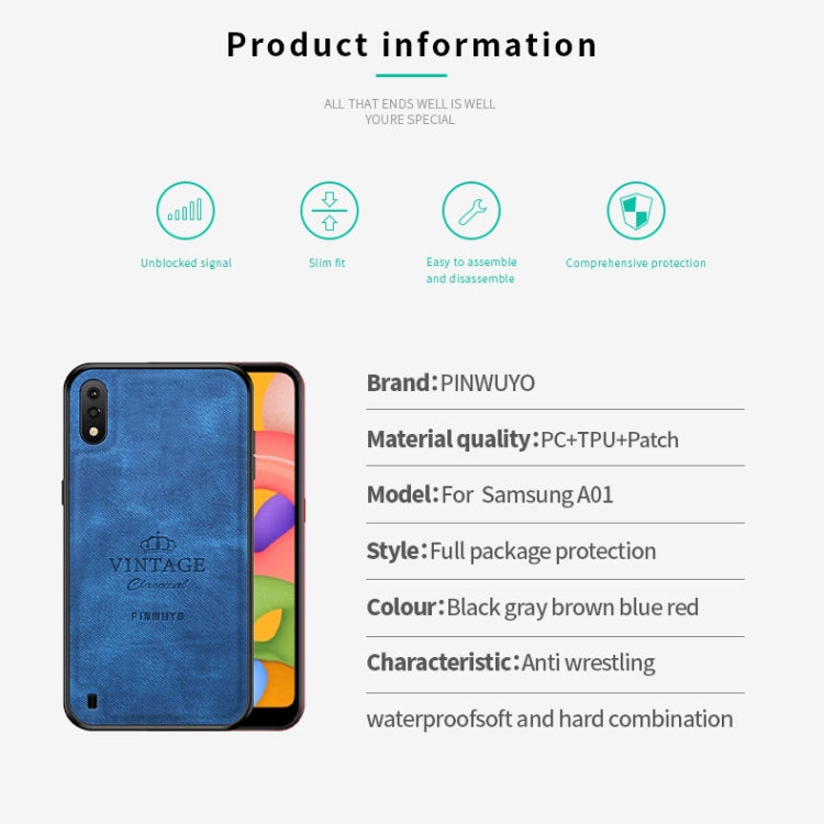 For Galaxy A01 PINWUYO Zun Series PC + TPU + Skin Water-resistant And Anti-fall All-inclusive Protective Shell(Black)