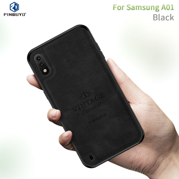 For Galaxy A01 PINWUYO Zun Series PC + TPU + Skin Water-resistant And Anti-fall All-inclusive Protective Shell(Black)