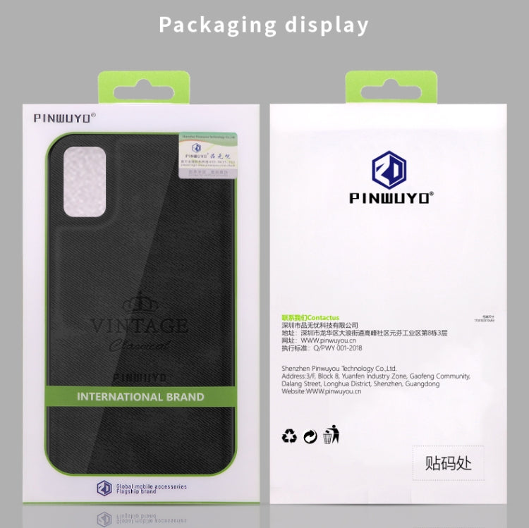 For Galaxy A41 PINWUYO Zun Series PC + TPU + Skin Water-resistant And Anti-fall All-inclusive Protective Shell(Brown)