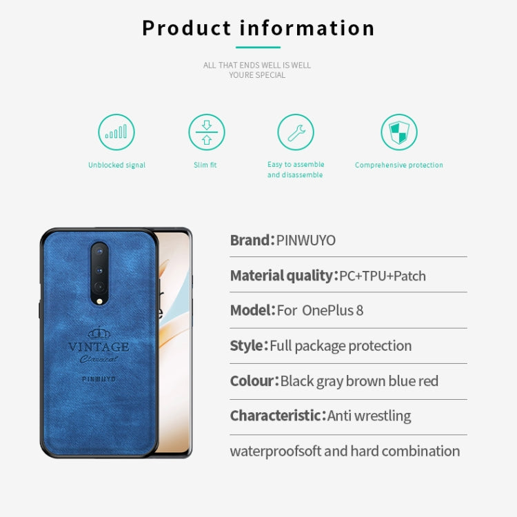 For Oneplus 8 PINWUYO Zun Series PC + TPU + Skin Waterproof And Anti-fall All-inclusive Protective Shell(Gray) - OnePlus Cases by PINWUYO | Online Shopping South Africa | PMC TechLife | Buy Now Pay Later Mobicred