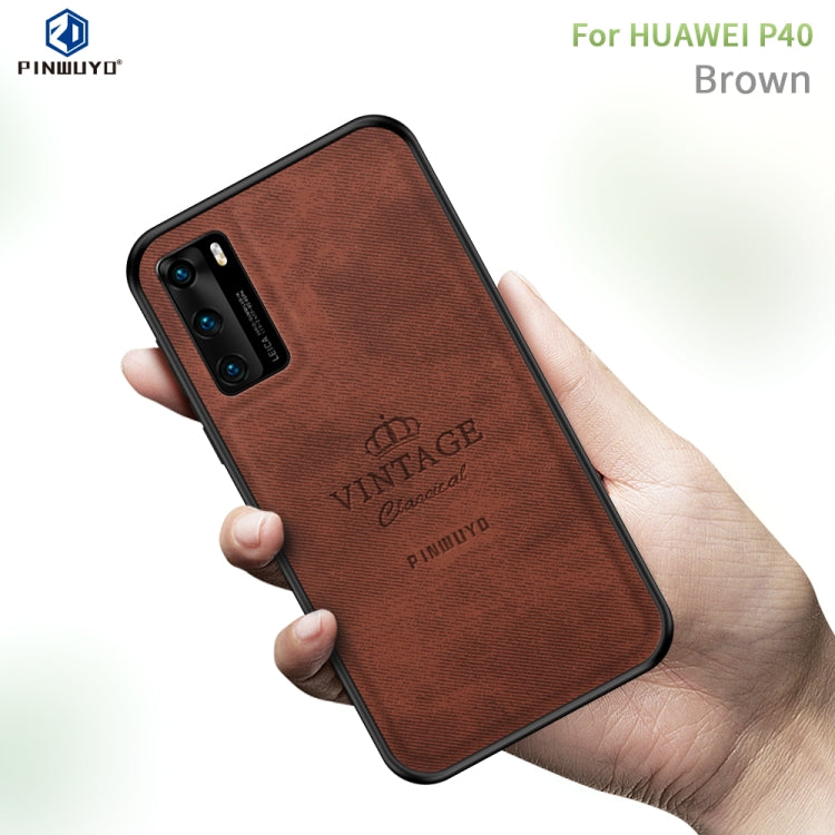 For Huawei P40 PINWUYO Zun Series PC + TPU + Skin Waterproof And Anti-fall All-inclusive Protective Shell(Brown) - free shipping - PMC TechLife - Order now!