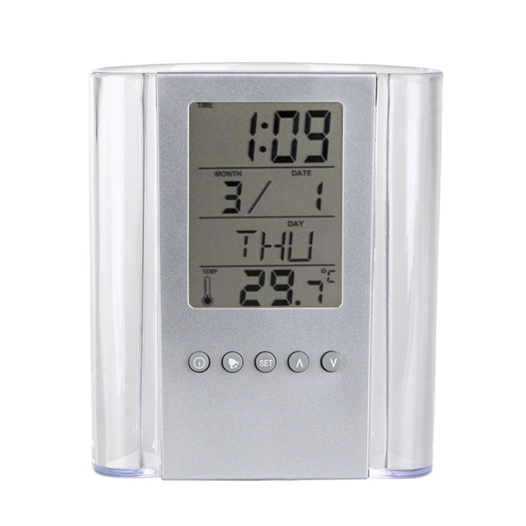 Transparent Desk Clock Pencil Holder Removable Desktop Table Digital Clock - Wall Clock by PMC TechLife | Online Shopping South Africa | PMC TechLife | Buy Now Pay Later Mobicred