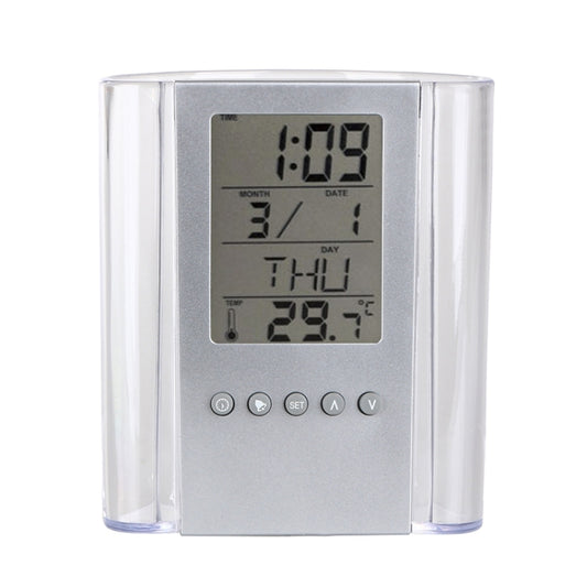 Transparent Desk Clock Pencil Holder Removable Desktop Table Digital Clock - Wall Clock by PMC Jewellery | Online Shopping South Africa | PMC Jewellery | Buy Now Pay Later Mobicred