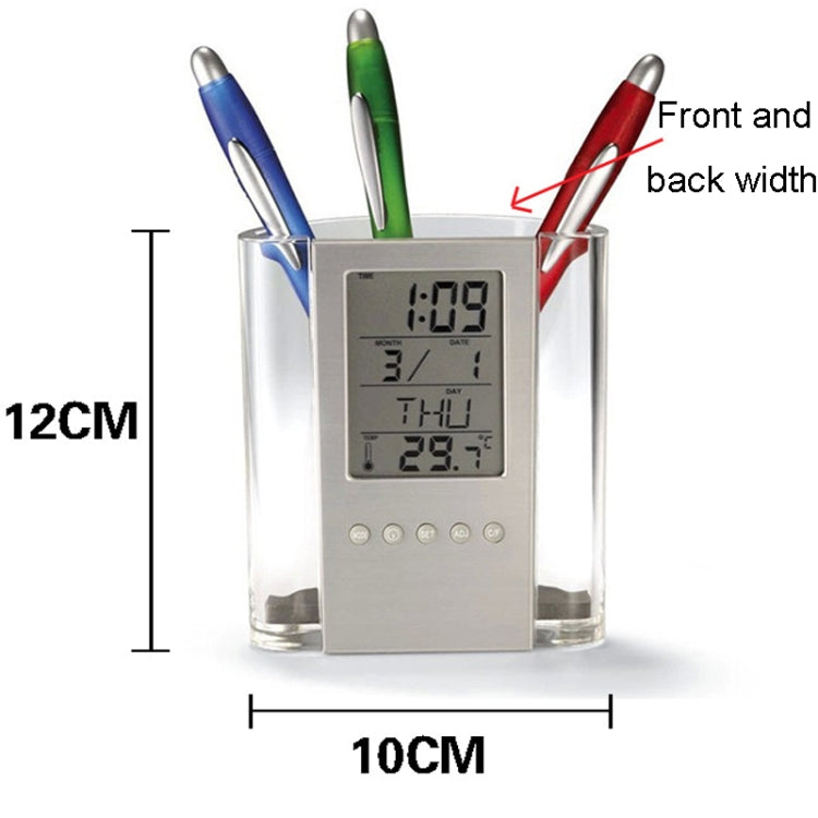 Transparent Desk Clock Pencil Holder Removable Desktop Table Digital Clock - Wall Clock by PMC TechLife | Online Shopping South Africa | PMC TechLife | Buy Now Pay Later Mobicred