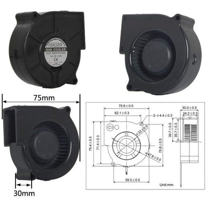 ASIACOOL Silent Turbo Blower Fan, Specification:7530 12V - Range Hood Parts by PMC Jewellery | Online Shopping South Africa | PMC Jewellery | Buy Now Pay Later Mobicred