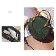 Circular Scrub PU Leather Women Bags Retro Handbag Shoulder Mini Bag(Green)