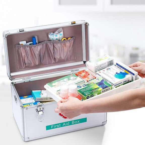 Emergency Aluminum Medicine Cabinet for Household Aluminum Alloy Medicine Box Enterprise, Size:12 inch Mdeium(Silver)