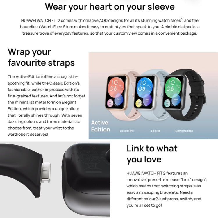 Original Huawei WATCH FIT 2 Smart Sports Watch, Color:Vibrant Black - free shipping - PMC Jewellery - Order now!
