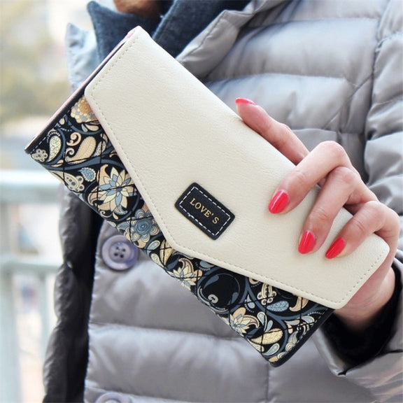 Fashion Ladies Leather Clutch Bag Purse Long Cartoon Wallet Coin Purse(Light Blue)