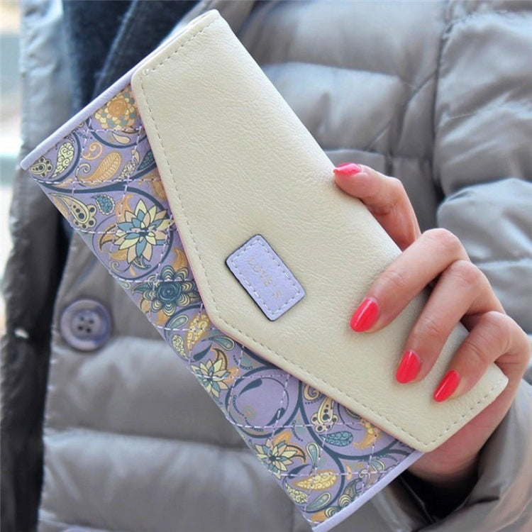 Fashion Ladies Leather Clutch Bag Purse Long Cartoon Wallet Coin Purse(Light Blue)