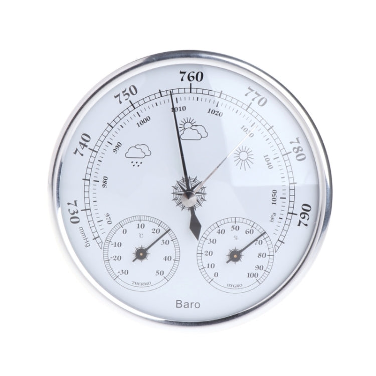 THB9392 Wall Hanging Household Weather Station Barometer Thermometer Hygrometer, 128mm (Silver) - Indoor Thermometer by PMC TechLife | Online Shopping South Africa | PMC TechLife | Buy Now Pay Later Mobicred