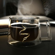 Double Wall Mug Office Mugs Heat Insulation Double Coffee Mug Coffee Glass Cup, Style:No label