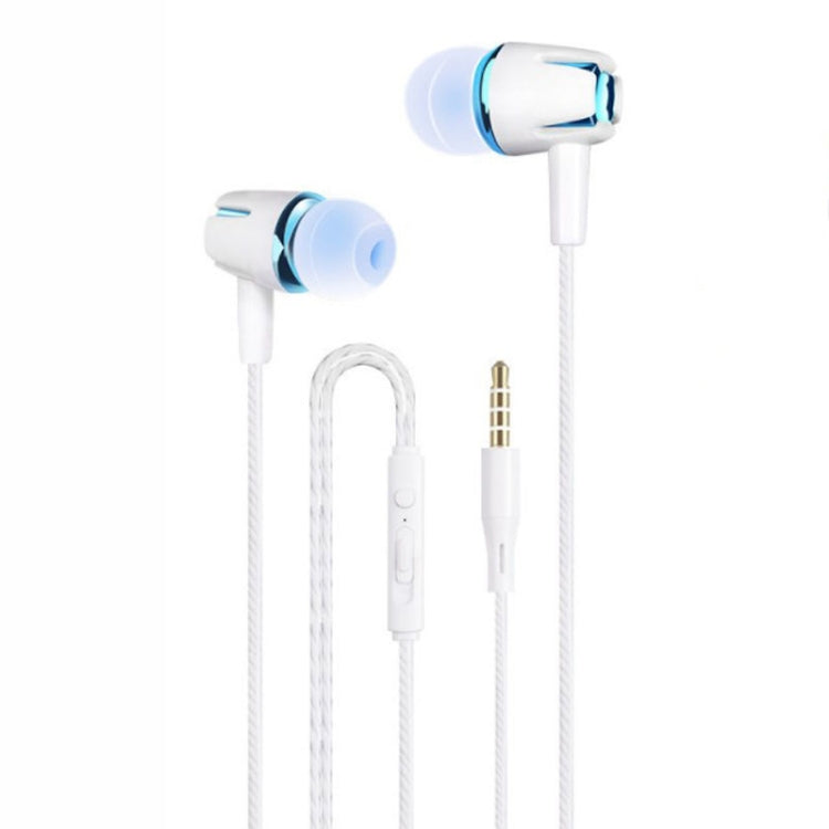 3.5mm Wired Earphone Earbuds Stereo Sound Metal Bass Headset with Mic for Smart Phone(Blue) - In Ear Wired Earphone by PMC TechLife | Online Shopping South Africa | PMC TechLife