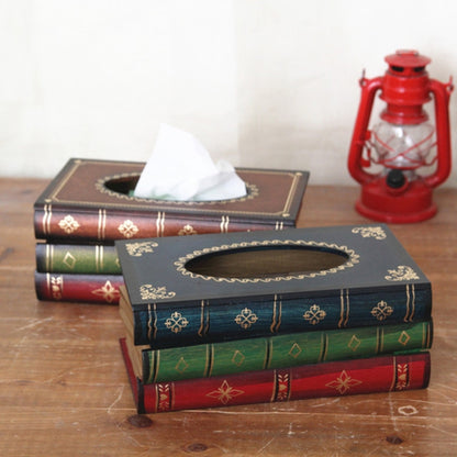 Retro Hand Drawn Book Style Tissue Box Case(Blue) - free shipping - PMC Jewellery - Order now!